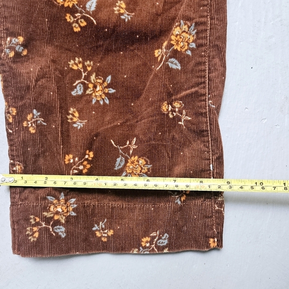 Madewell Slim Emmett Wide Leg Cropped Floral Corduroy Zipper Choco Pants Sz 24 - Picture 11 of 13